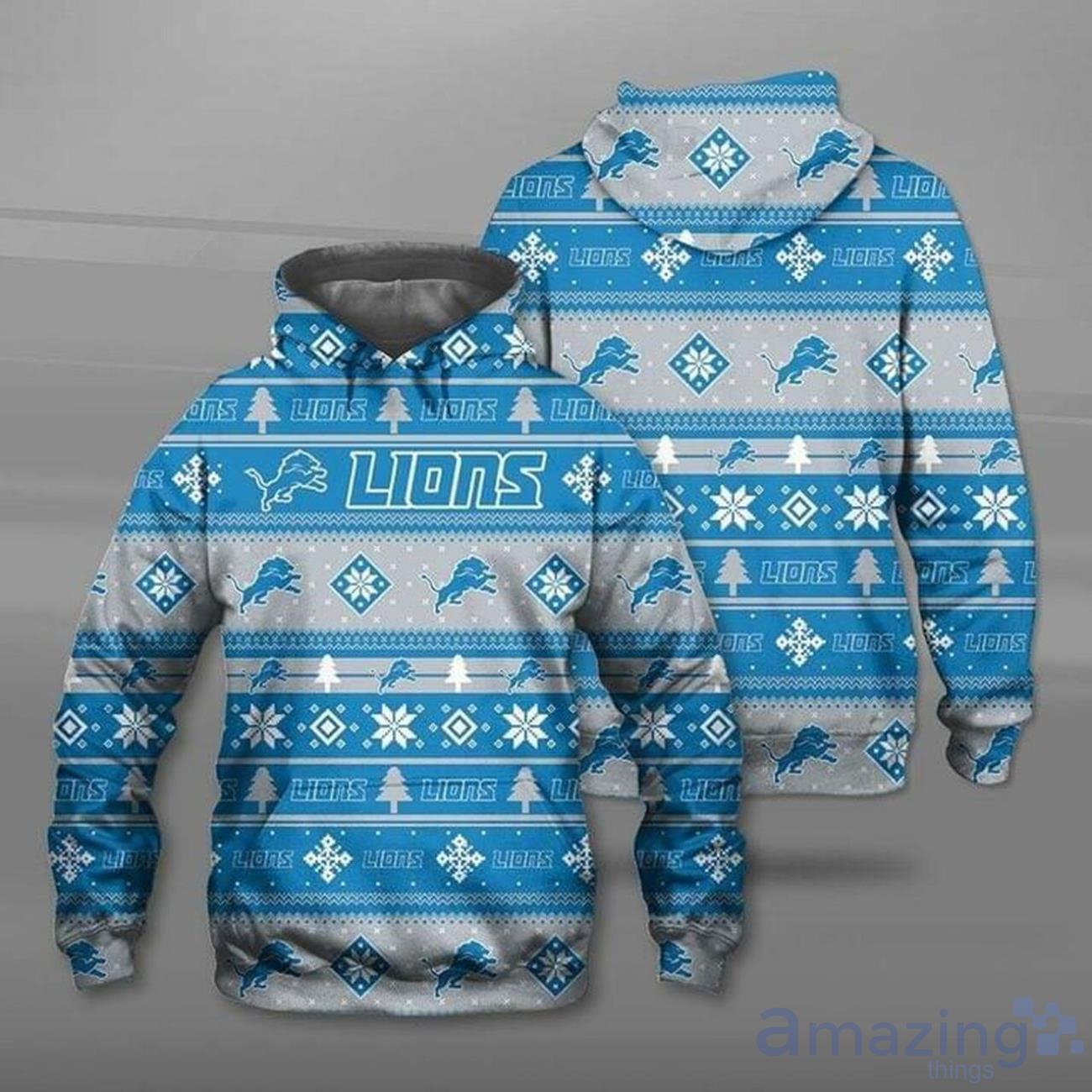 Detroit Lions Football Hand Drawing Pullover Hoodie S-3XL