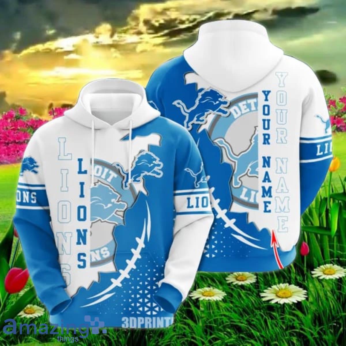 NFL Detroit Lions Custom Name 3D Hoodie Best Gift