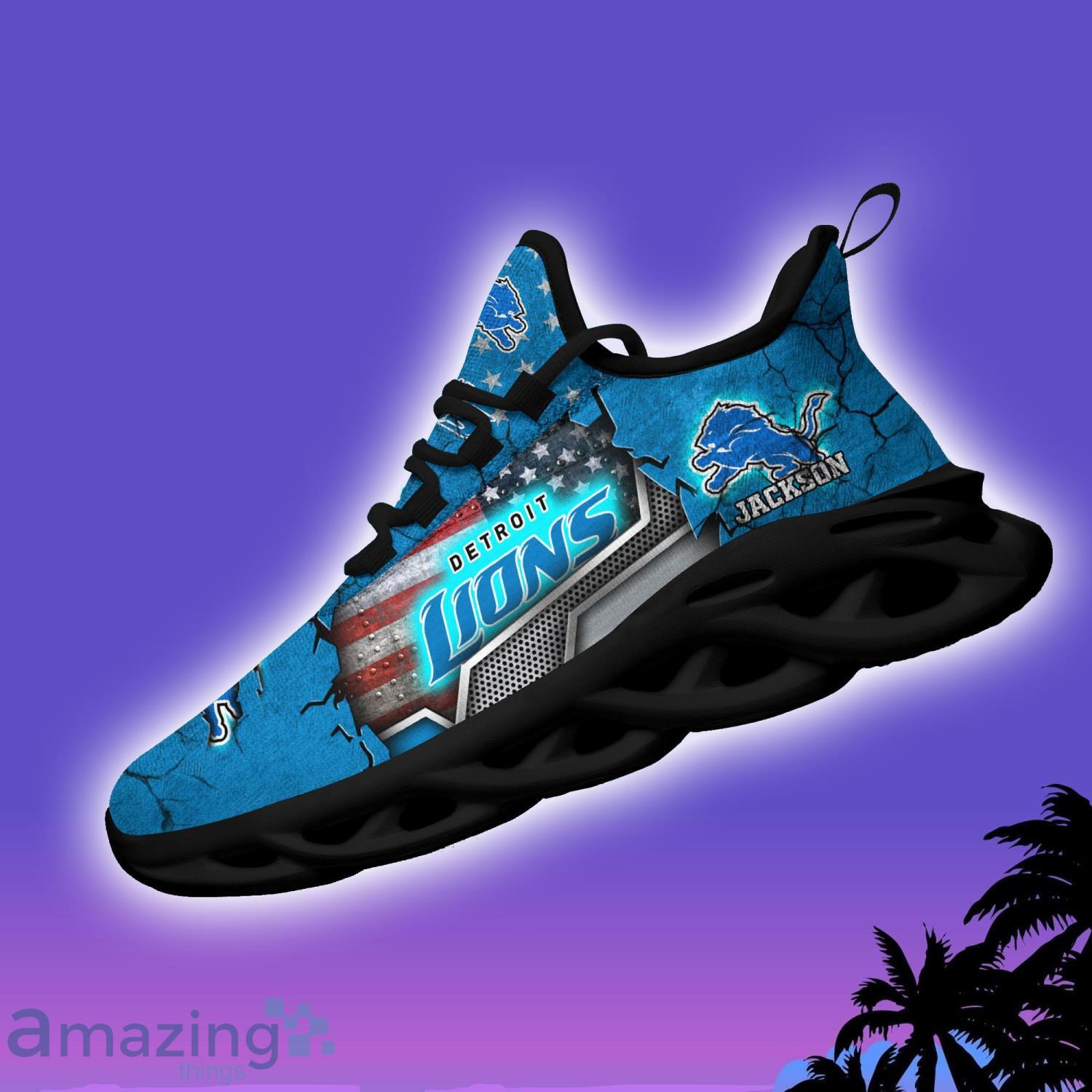 Detroit Lions NFL Air Cushion Sports Shoes Custom Name For Real Fans