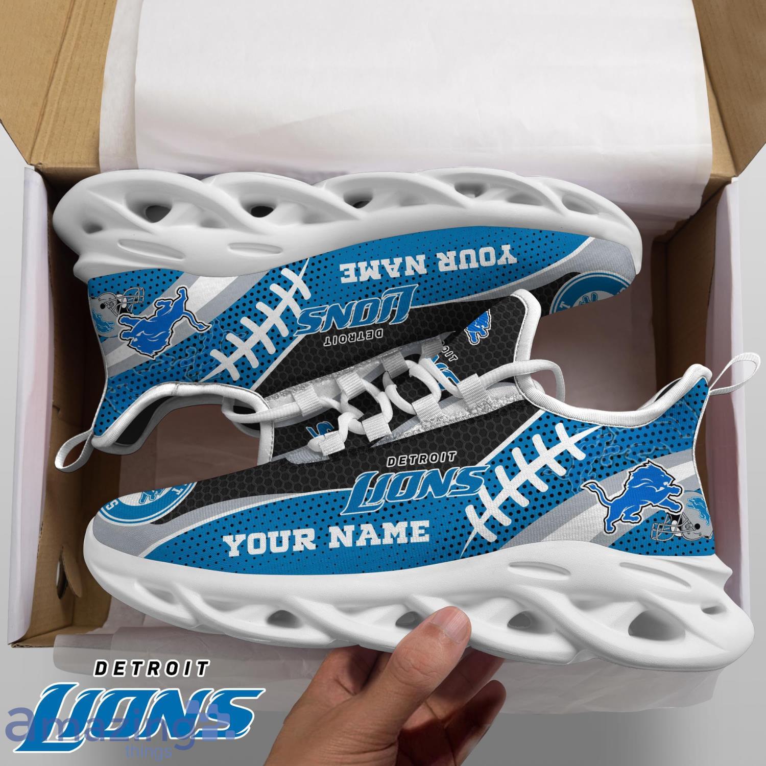 Detroit Lions Personalized Name NFL Ultra Sneakers Max Soul Shoes