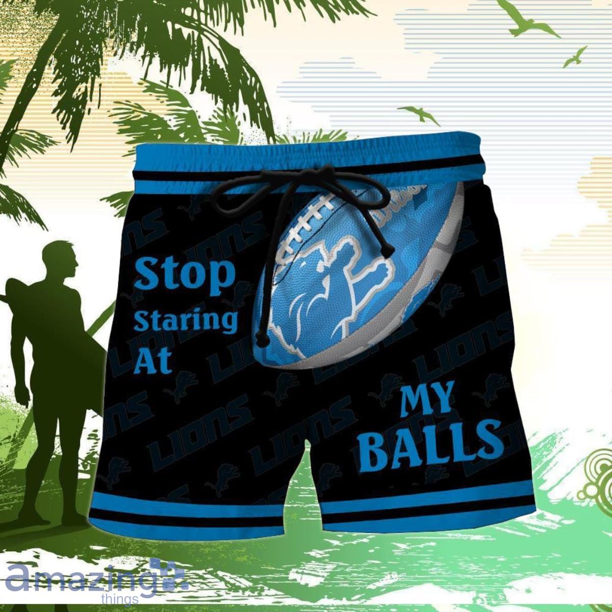 Detroit Lions 2 Pieces Outfits Casual Zip Collared Shirt Beach Shorts Set  Gifts