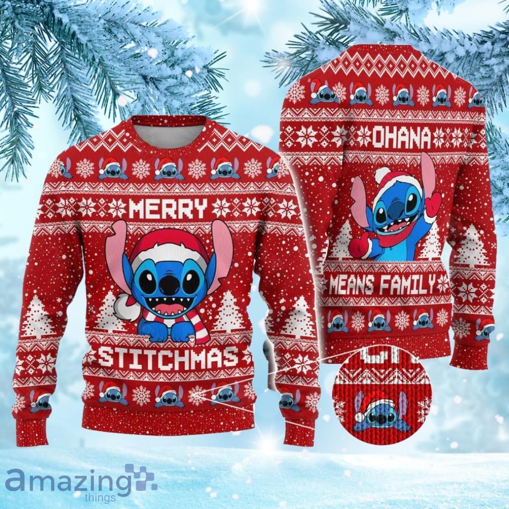 Disney Ugly Christmas Sweater Merry Stichmas Ohana Means Family Gift Christmas image Disney Ugly Christmas Sweater Merry Stichmas Ohana Means Family Gift Christmas Product Photo 1