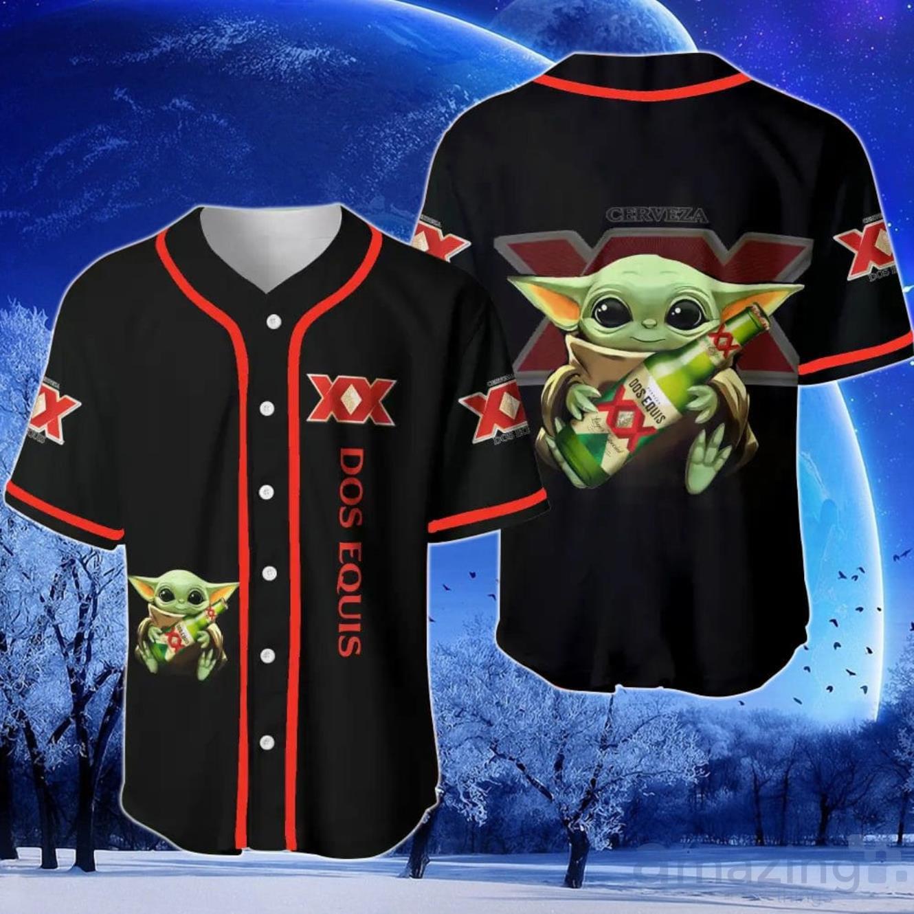 Dos Equis Baby Yoda Baseball Jersey image Dos Equis Baby Yoda Baseball Jersey Product Photo 1