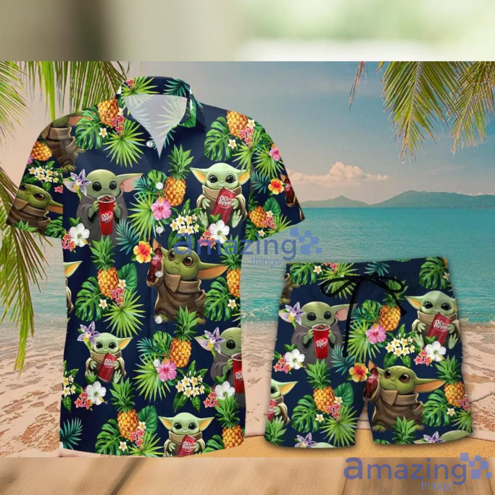 Dr Pepper Baby Yoda Pineapple Tropical Hawaiian Shirt And Shorts Aloha Summer Gift For Men And Women Product Photo 1