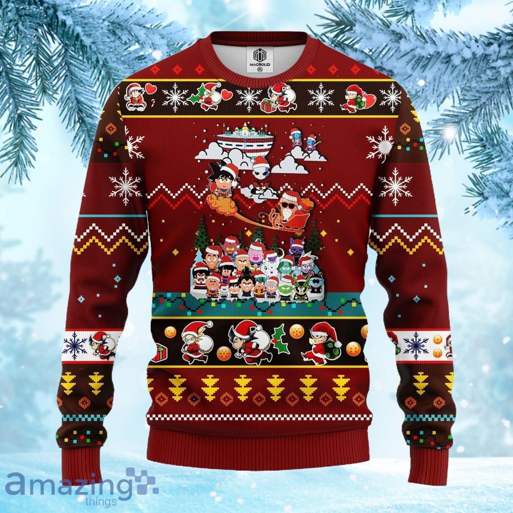 Dragon Ball Anime Ugly Christmas Sweater 3D Gift For Men And Women Red Brown Product Photo 1 Dragon Ball Anime Ugly Christmas Sweater 3D Gift For Men And Women Red Brown Product Photo 1