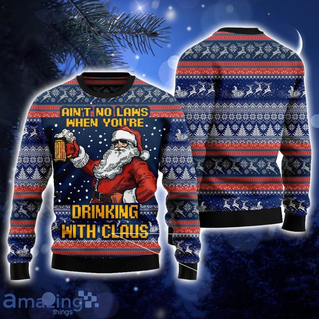Drinking With Claus Ugly Christmas Sweater For Men And Women Product Photo 1