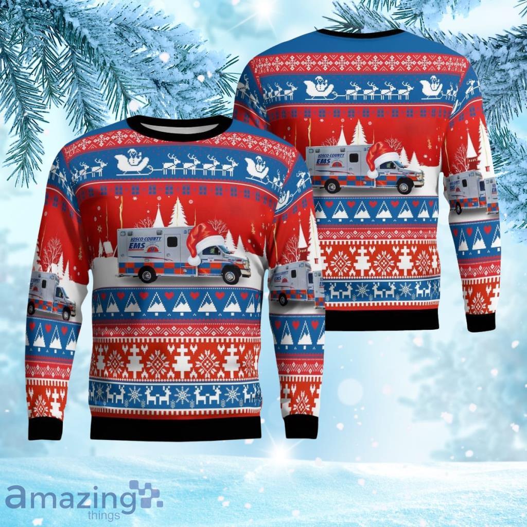 East Tawas, Michigan, Iosco County Ems Aop Ugly Sweater 3D Gift For Men And Women Product Photo 1