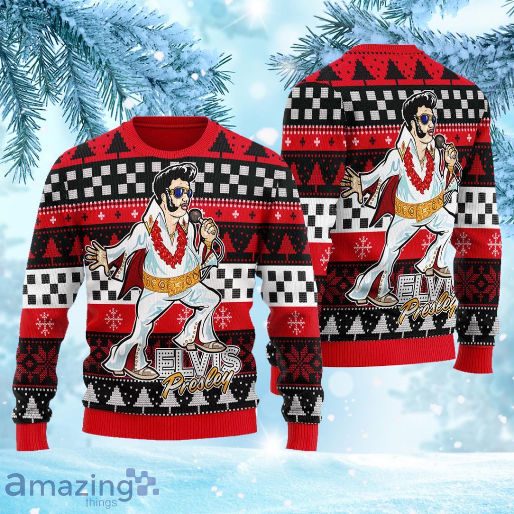 Elvis Fatley Meme Red Ugly Christmas Sweater 3D Gift Idea Christmas Product Photo 1