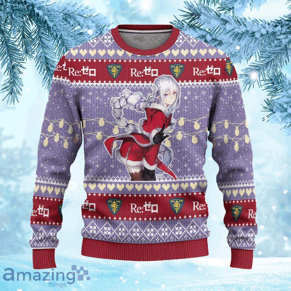 Emilia Anime Ugly Christmas Sweater 3D Gift For Men And Women Custom Re Zero Xmas Gift Product Photo 1