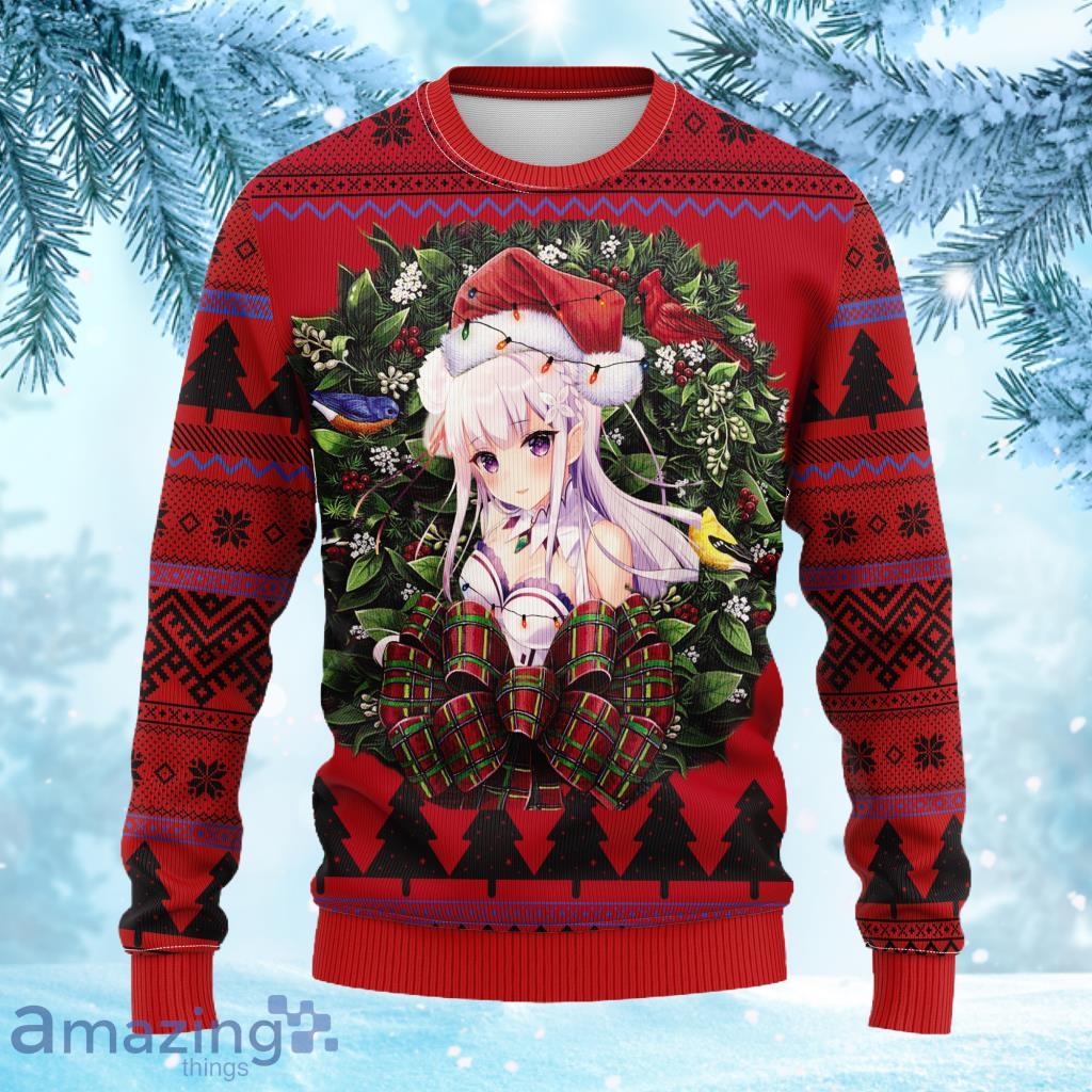 Emilia Purple Haired Re Zero Noel Mc Ugly Christmas Sweater 3D Gift For Men And Women Product Photo 1