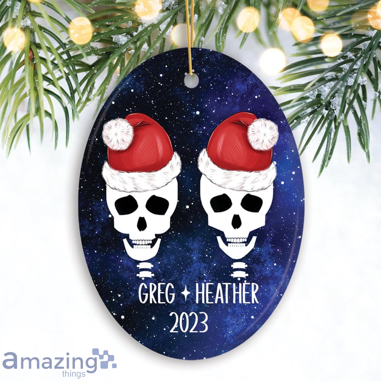 Eternal Love Santa Skulls Personalized Name Couples Christmas Ornament Product Photo 1