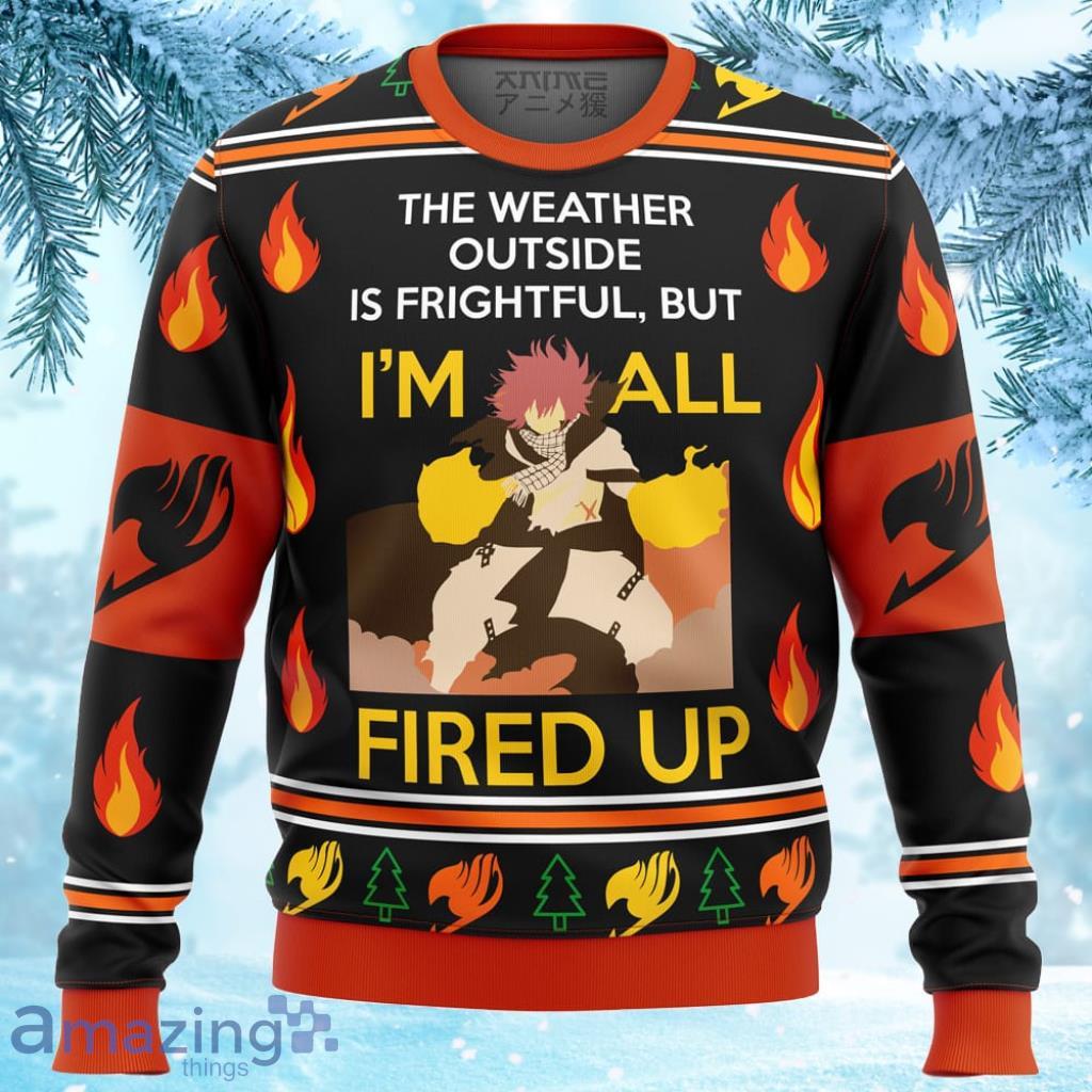 Fairy Tail Natsu Fired Up Ugly Christmas Sweater 3D Gift Christmas Funny image Fairy Tail Natsu Fired Up Ugly Christmas Sweater 3D Gift Christmas Funny Product Photo 1