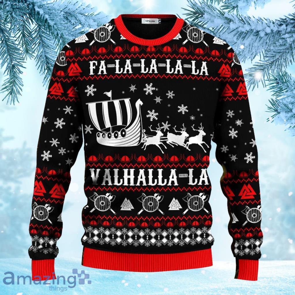 Falalalala Valhallala Viking Ships Viking Ugly Christmas Sweater 3D Idea Gift For Men And Women Product Photo 1