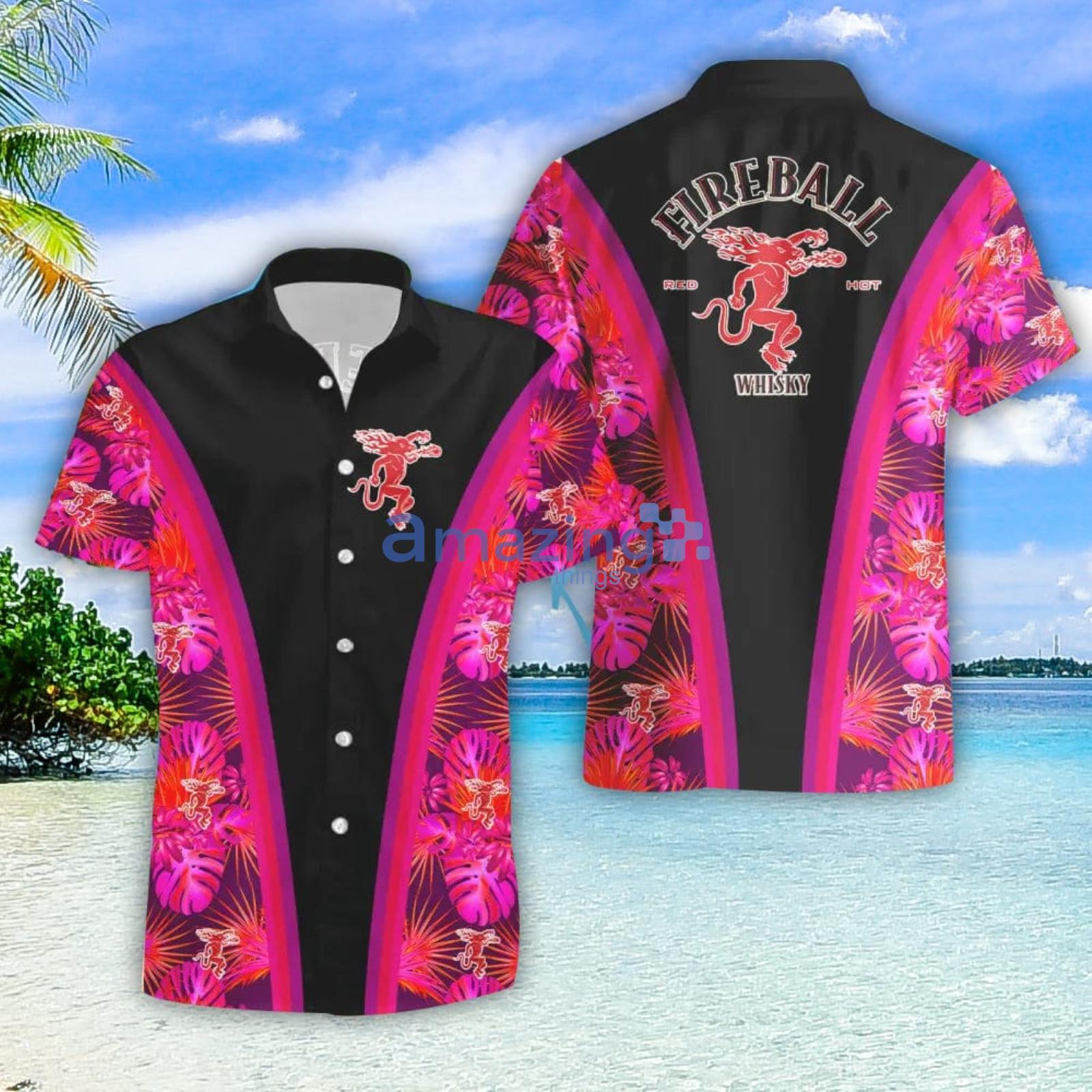 Fireball Cinnamon Whisky Lover Summer Gift Hawaiian Shirt And Shorts Product Photo 1