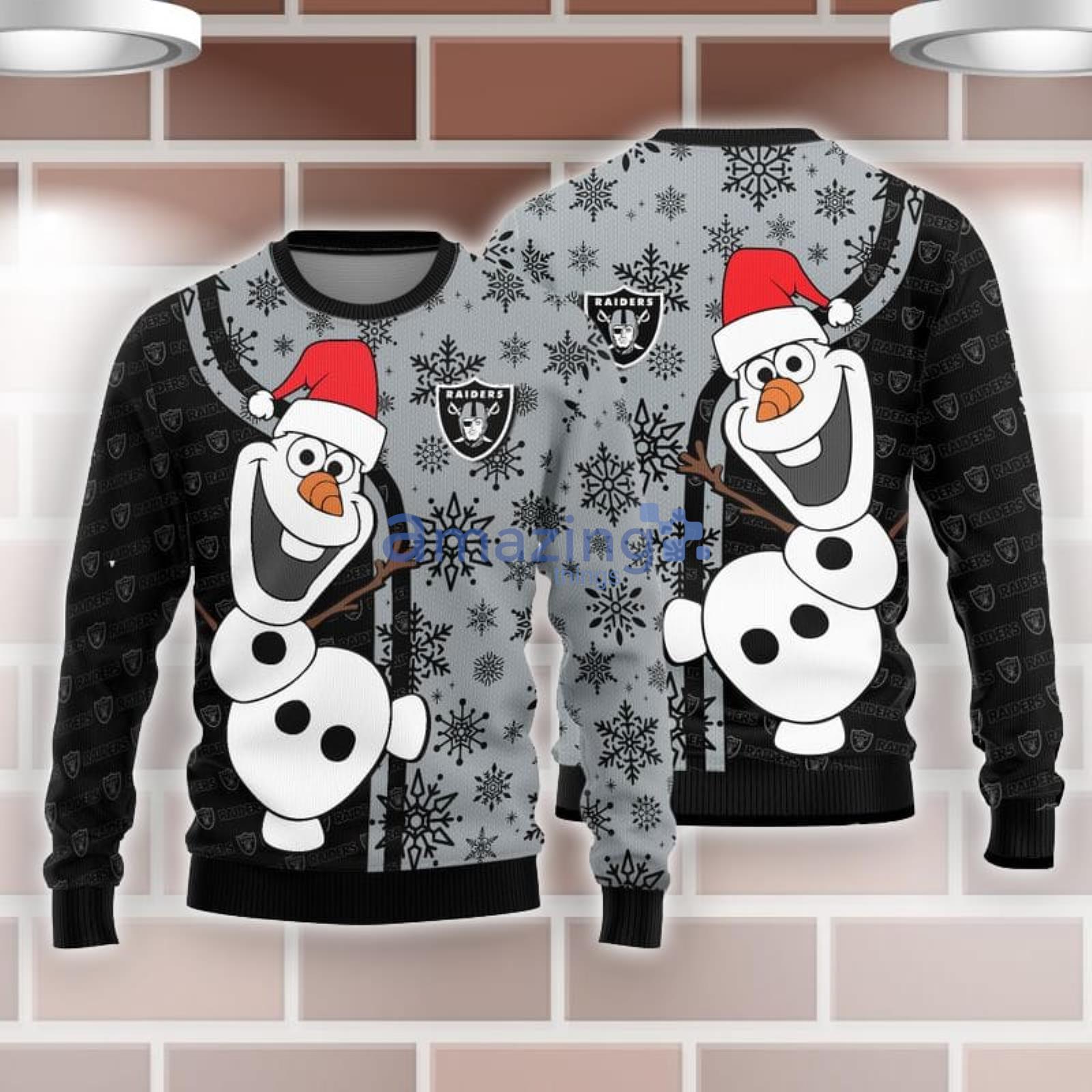 For Fans Las Vegas Raiders Funny Olaf Cute Christmas Ugly Christmas Sweater Product Photo 1