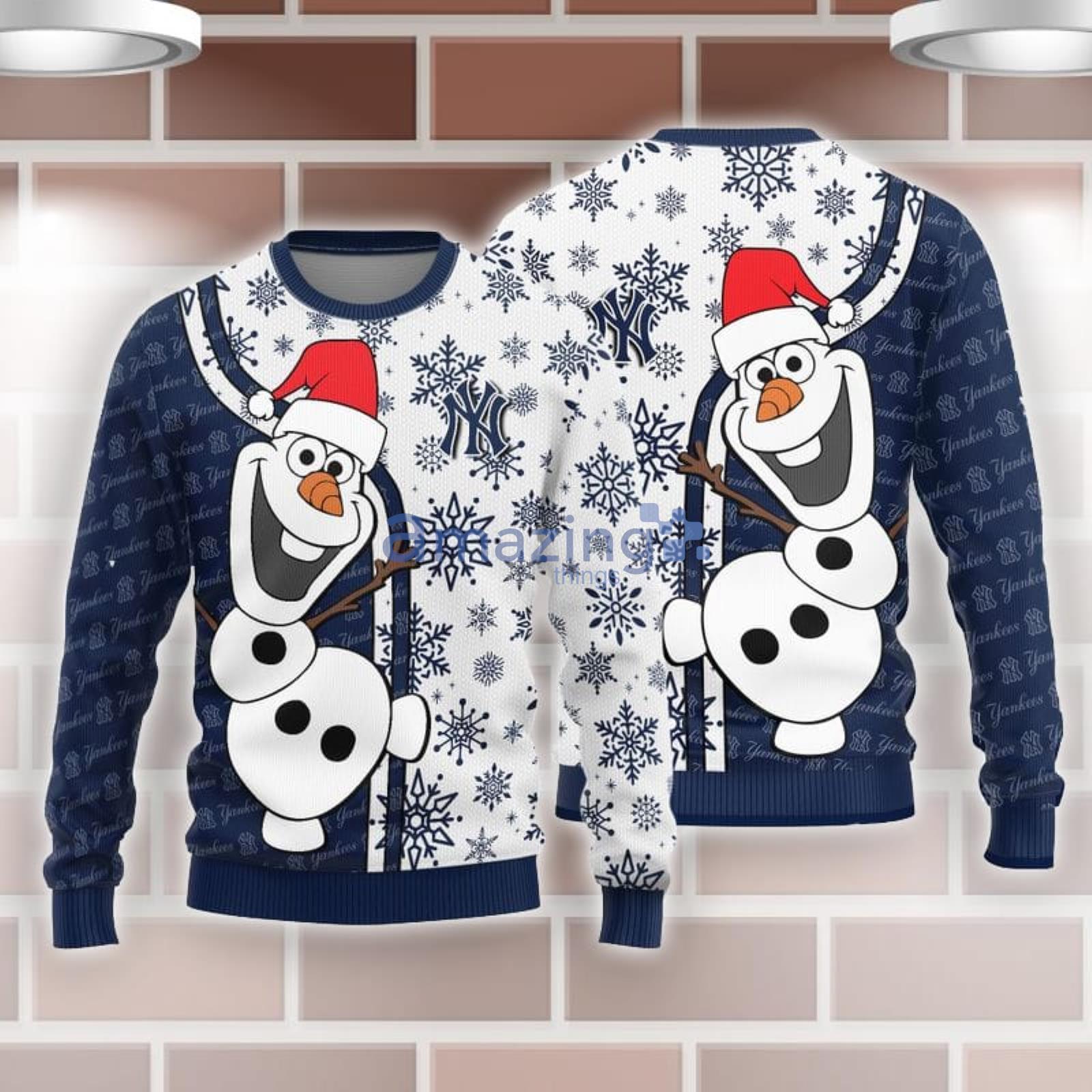 For Fans New York Yankees Funny Olaf Cute Christmas Ugly Christmas Sweater Product Photo 1