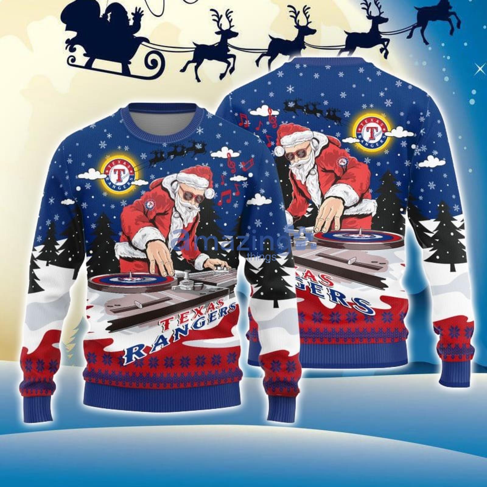 For Fans Texas Rangers Christmas Funny DJ Santa Ugly Christmas Sweater Men And Women Christmas Gift Product Photo 1