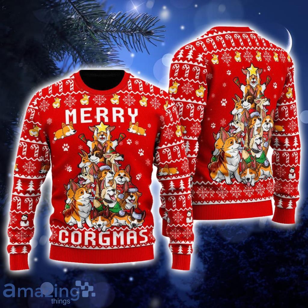 Funny Corgi Merry Corgmas Ugly Christmas Sweater For Men And Women Product Photo 1