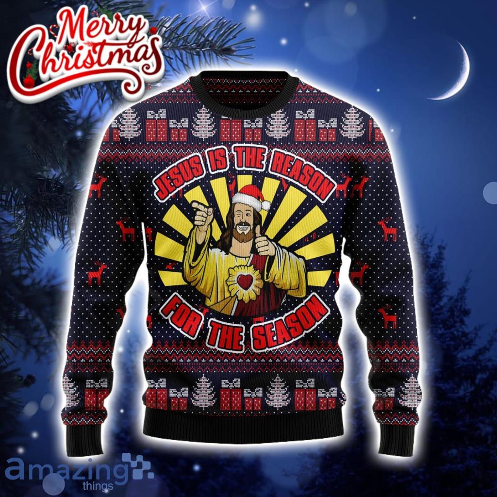 Funny Jesus Is The Reason For The Season Ugly Christmas Sweater For Men And Women Product Photo 1