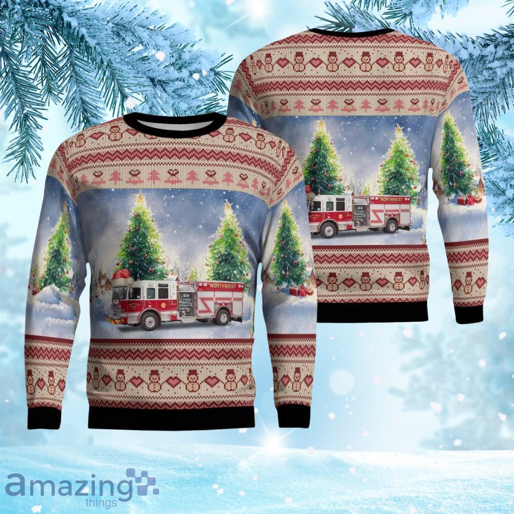 Fuquay-Varina, North Carolina, Northwest Harnett Fire Department Christmas Ugly Sweater 3D Gift For Men And Women Product Photo 1