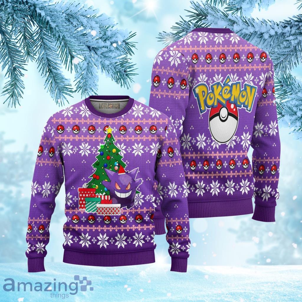 Gengar Pokemon Ugly Christmas Sweater 3D Gift For Big Fans Product Photo 1