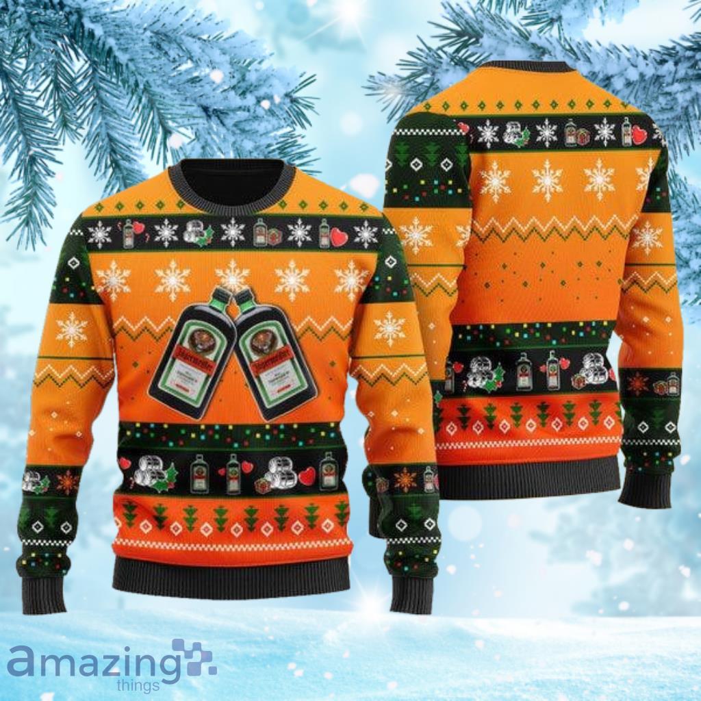 Geo Snowflake Jagermeister Ugly Christmas Sweater 3D Gift Idea Christmas Product Photo 1