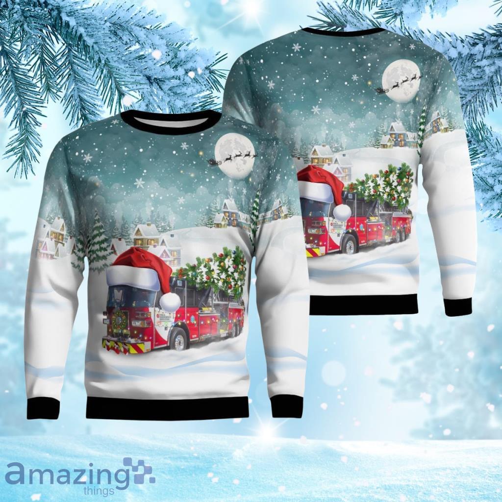 Georgia Gwinnett County Fire And Emergency Services Christmas Ugly Sweater 3D Product Photo 1