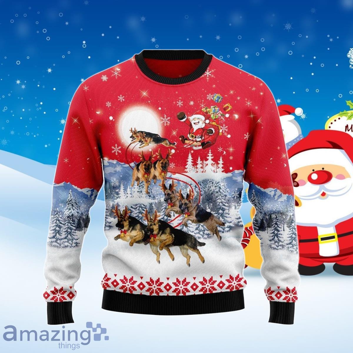 German Shepherd Santa Claus Ugly Christmas Sweater Best Gift For Men And Women Product Photo 1