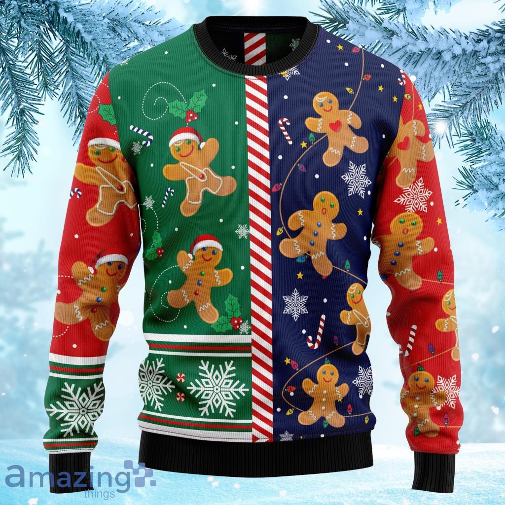 Gingerbread Christmas Cookie Christmas Unisex Ugly Christmas Sweater 3D Product Photo 1