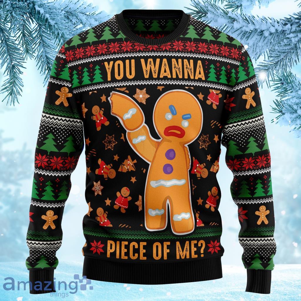 Gingerbread Man Christmas Graphic Ugly Christmas Sweater 3D Product Photo 1