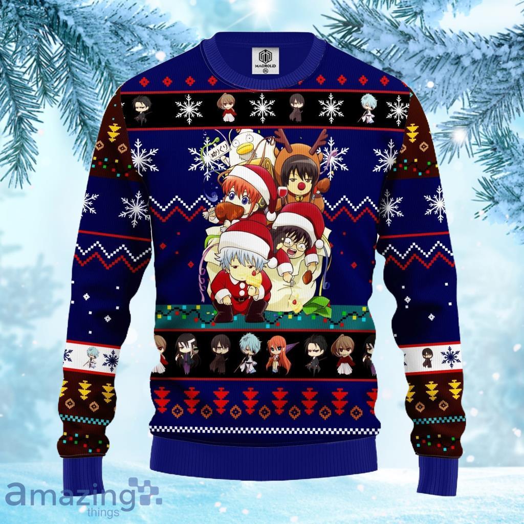 Gintama Ugly Christmas Sweater 3D Gift For Men And Women Blue Product Photo 1
