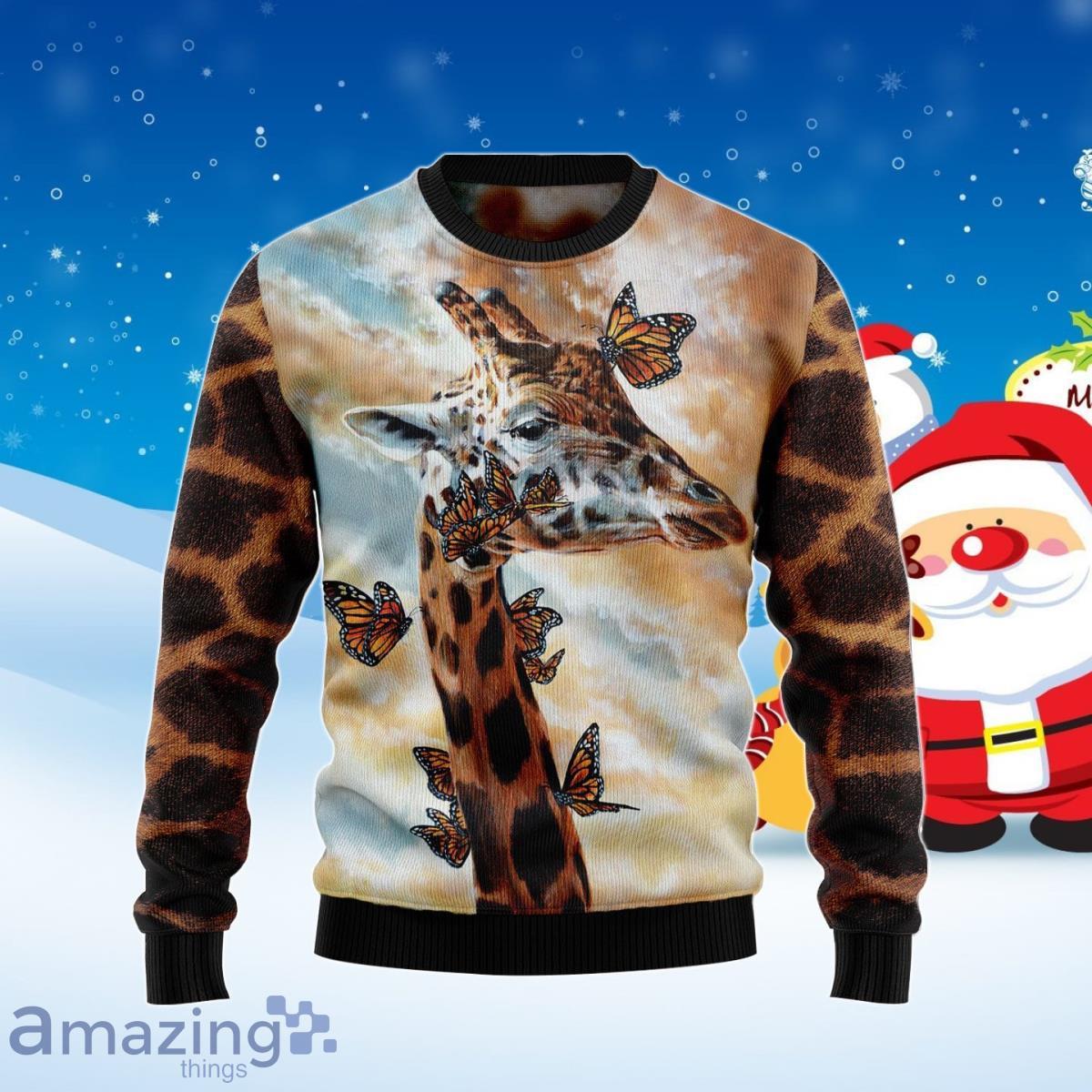 Giraffe Butterfly Ugly Christmas Sweater Best Gift For Men And Women Product Photo 1