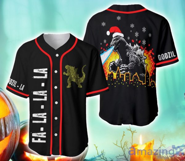 Godzilla Santa Hat Baseball Jersey Shirt Product Photo 1