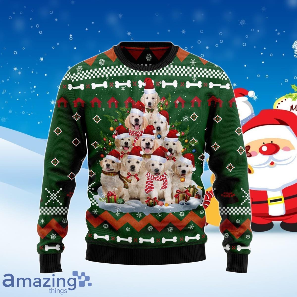 Golden Retriever Pine Tree Ugly Christmas Sweater Best Gift For Men And Women Product Photo 1 Golden Retriever Pine Tree Ugly Christmas Sweater Best Gift For Men And Women Product Photo 1