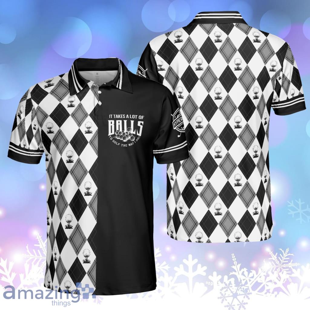 Golf The Way I Do Polo Shirt, Black And White Argyle Pattern Polo Shirt Product Photo 1 Golf The Way I Do Polo Shirt, Black And White Argyle Pattern Polo Shirt Product Photo 1