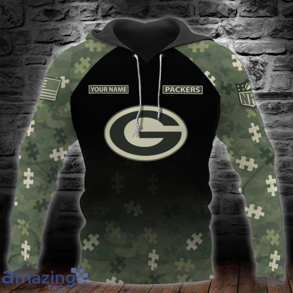 Green Bay Packers Camouflage Veteran 3D T Shirt Hoodie Sweater