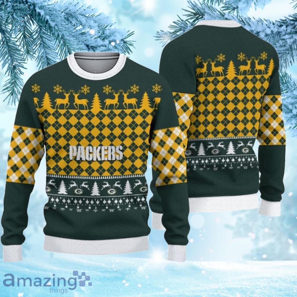 Green Bay Packers Diamond Pattern Ugly Christmas Sweater 3D Gift For Fans