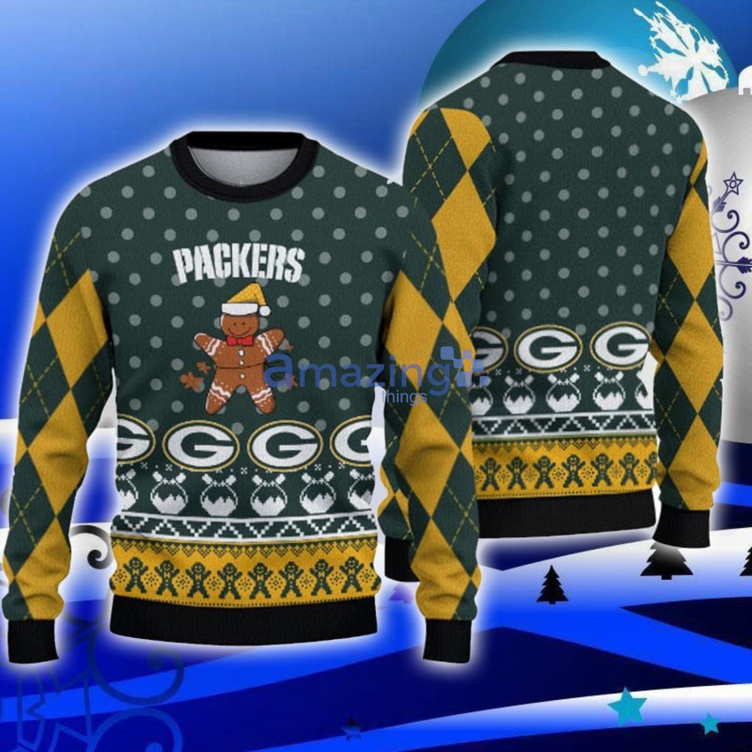 Green Bay Packers Christmas Sweater Gingerbread Man Ugly Christmas Sweater  Christmas Gift
