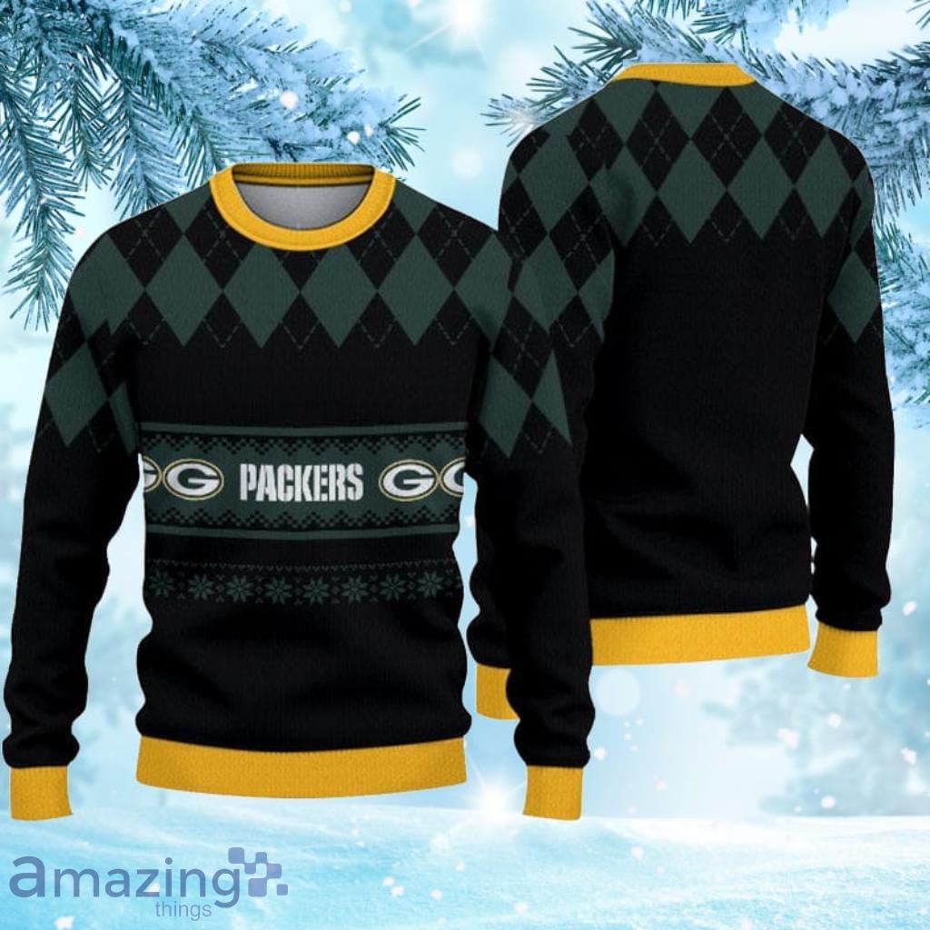 Green Bay Packers Diamond Pattern Ugly Christmas Sweater 3D Gift