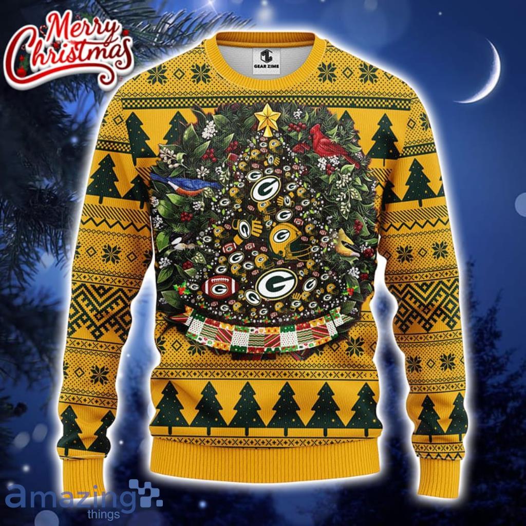 Green Bay Packers Tree Ugly Christmas Fleece Sweater Product Photo 1