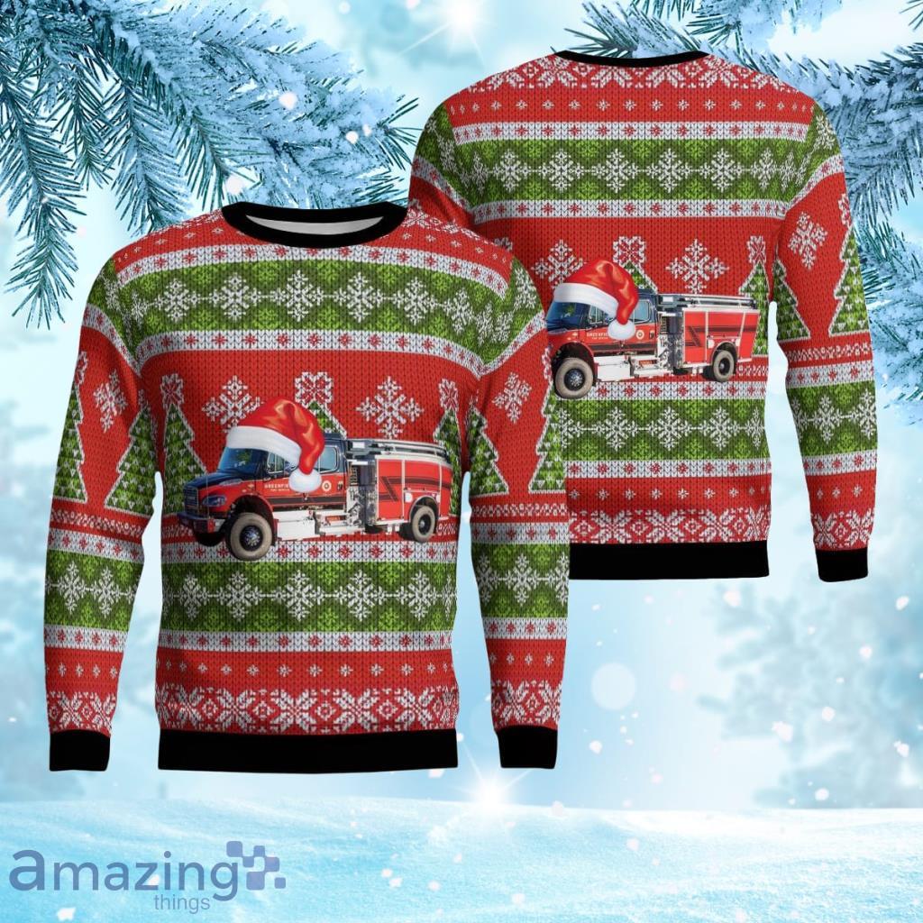 Greenfield, Massachusetts, Greenfield Fire Department Christmas Ugly Sweater 3D Gift For Men And Women Product Photo 1