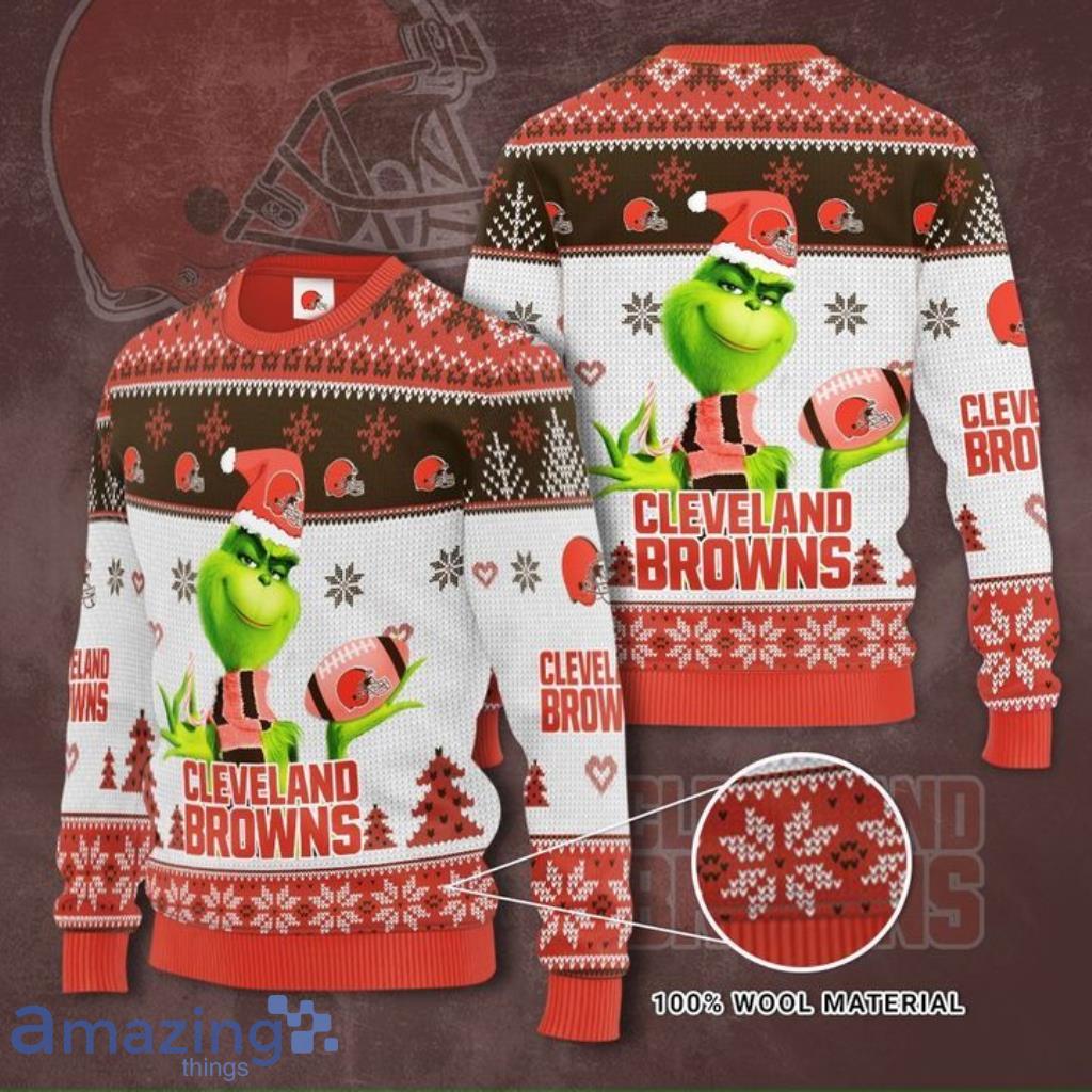 Grinch Cleveland Browns 3D Ugly Christmas Sweater