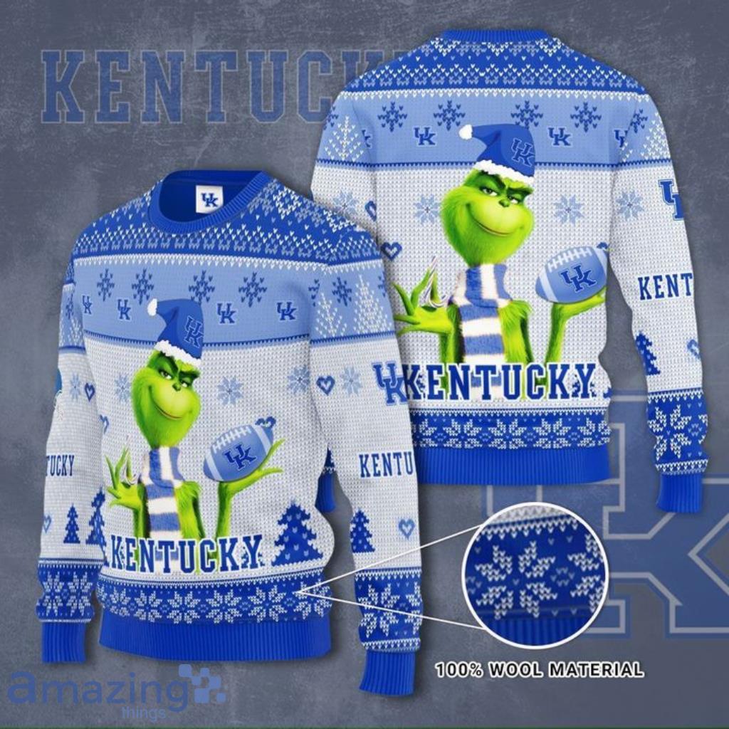 Grinch Kentucky Wildcats 3D Ugly Christmas Sweater Product Photo 1