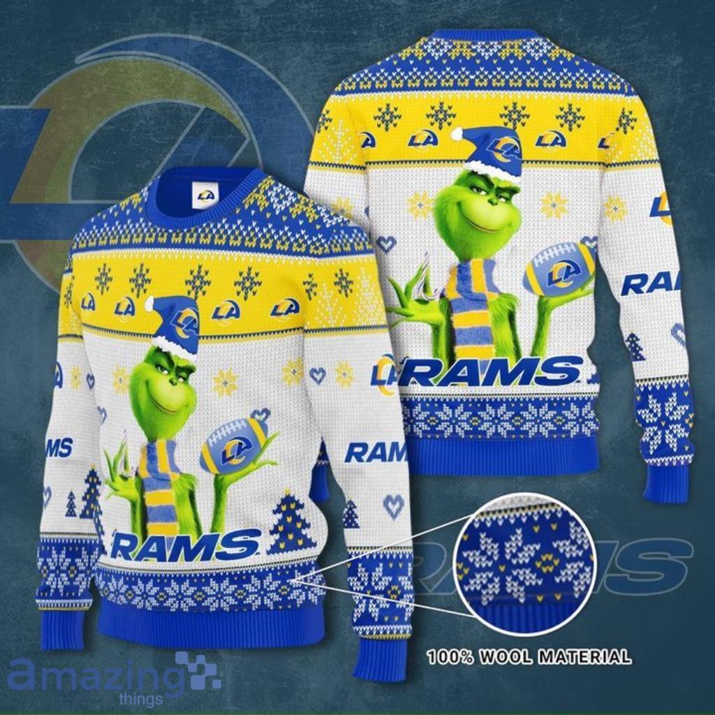 Grinch Los Angeles Rams 3D Ugly Christmas Sweater Product Photo 1