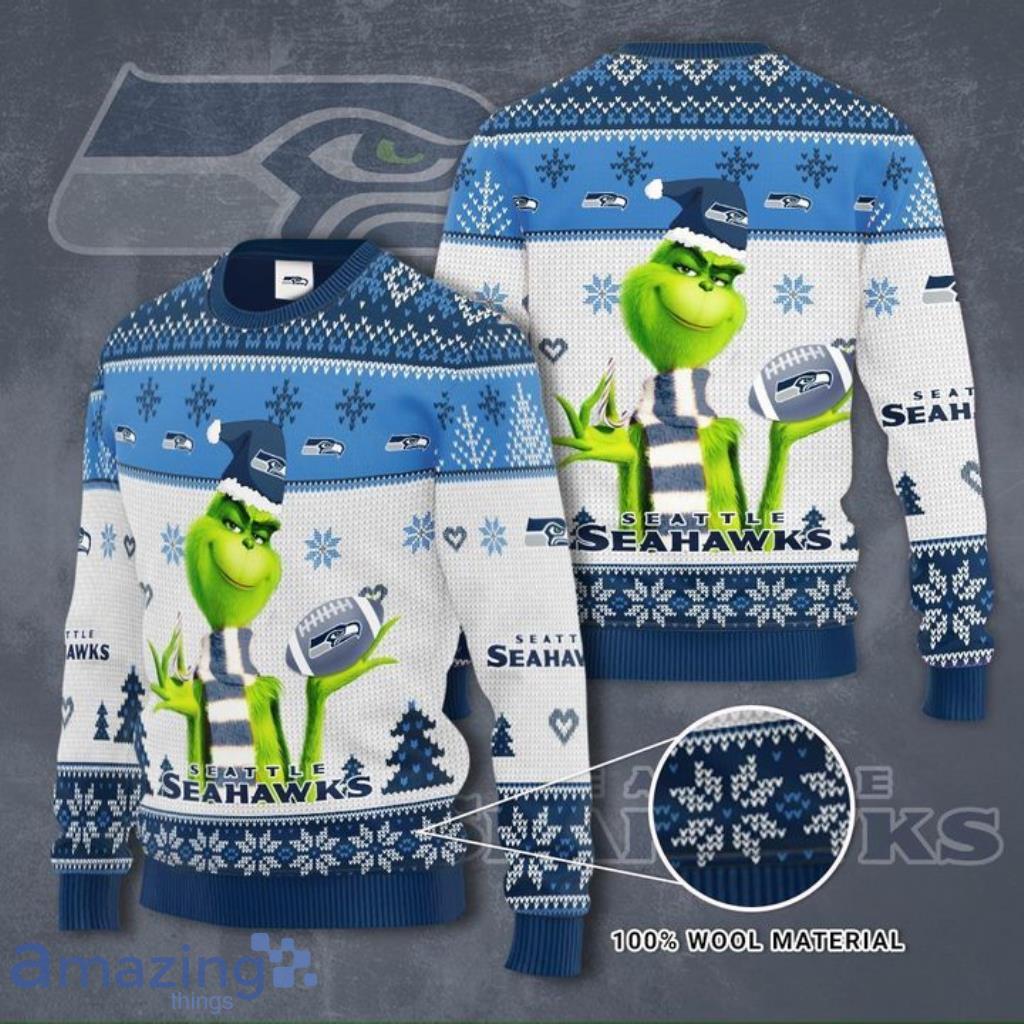 Grinch Seattle Seahawks 3D Ugly Christmas Sweater