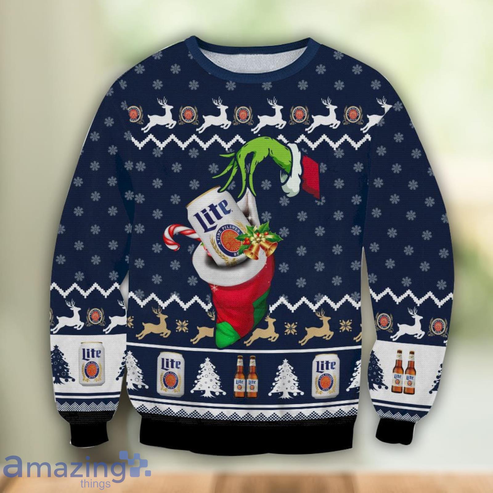 Grinch Steal Lite Beer in Christmas Christmas Gift 3D Ugly Christmas Sweater Product Photo 1