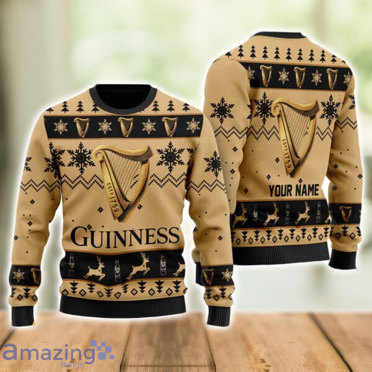 Guinness Beer Ugly Christmas Sweater Xmas Gift Men And Women Christmas Sweater Personalized Name Product Photo 1