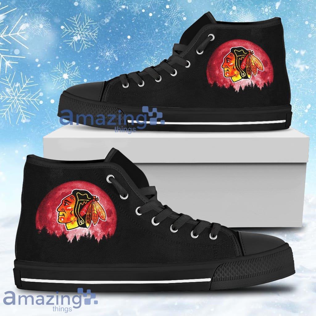 Halloween Orange Moon Mystery Chicago Blackhawks High Top Shoes For Men And Women Product Photo 1