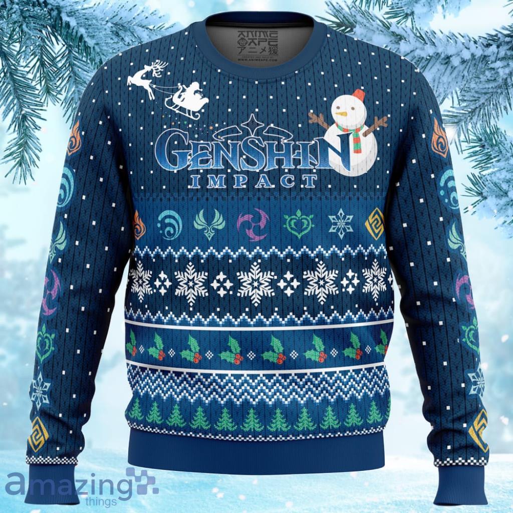 Happy Holidays Genshin Impact Ugly Christmas Sweater 3D Gift Christmas Funny image Happy Holidays Genshin Impact Ugly Christmas Sweater 3D Gift Christmas Funny Product Photo 1
