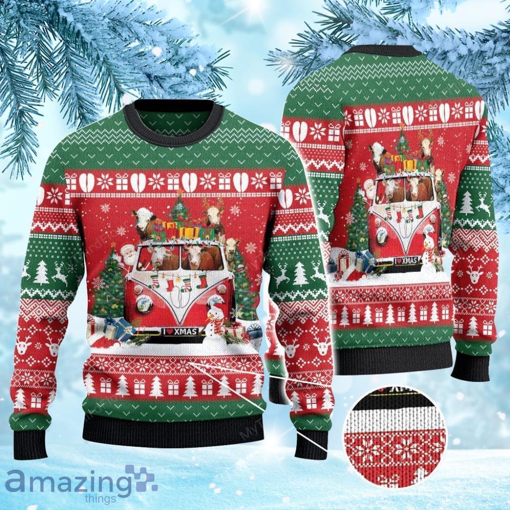 Hereford Cattle Lovers Christmas Van Ugly Christmas Sweater 3D Gift For Men And Women Product Photo 1
